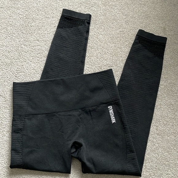 Gymshark Pants - GYMSHARK -black pants, detailed lace work cuffs, ribbed on sides, smooth center